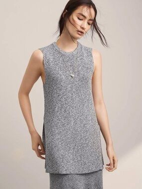 ARITZIA Wilfred Palmier Mock Neck Knit Tunic Top - Pepper Grey XS